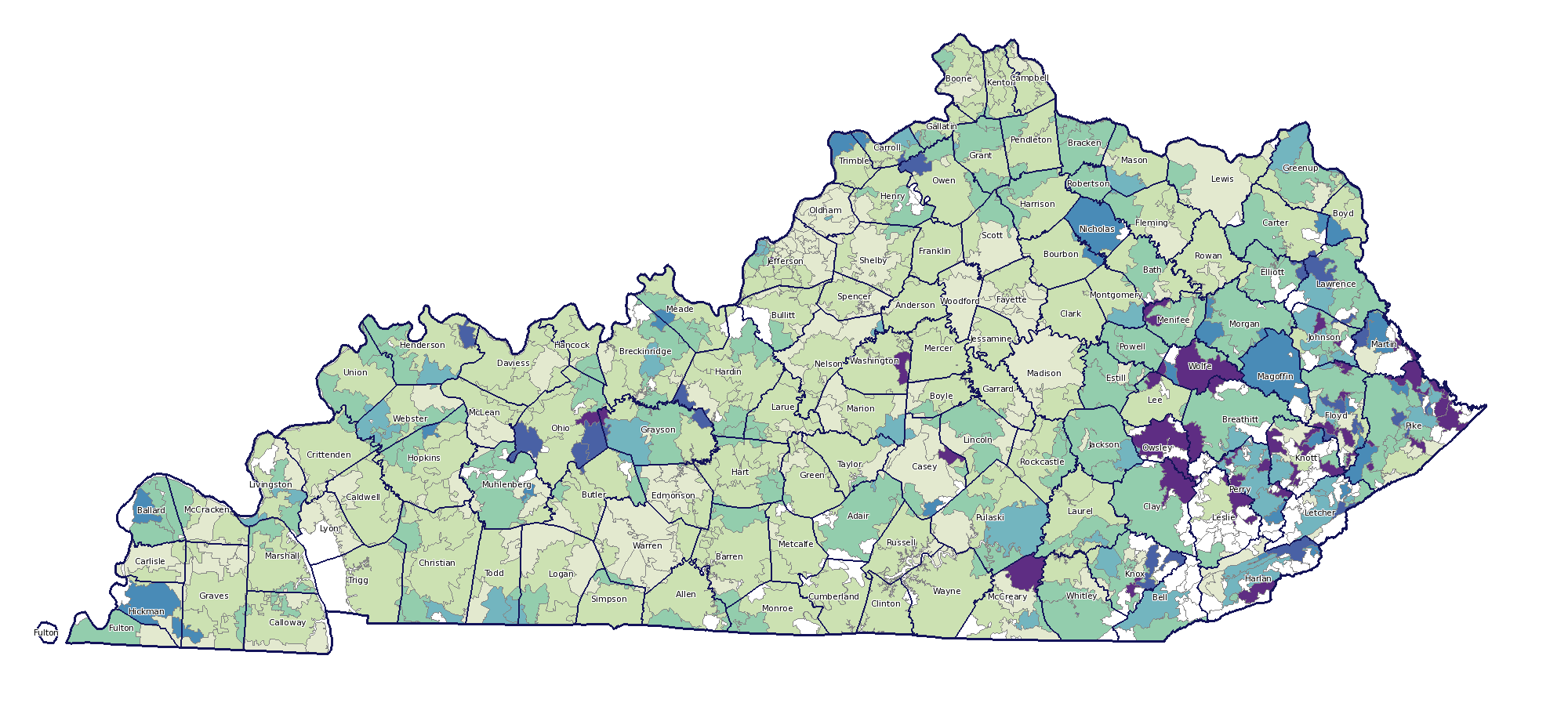 Kentucky Zip Code Map