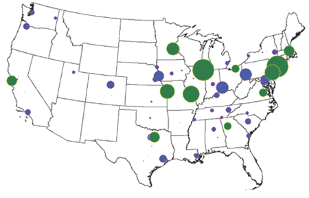 Image of map showing preferences for Reserve bank cities | St. Louis Fed