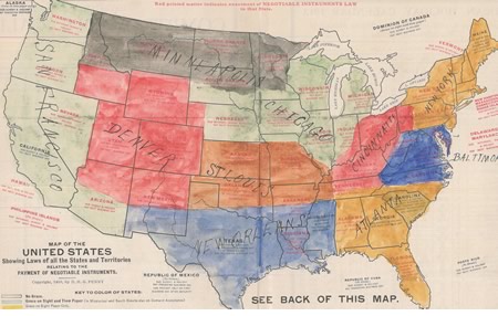 Image of map submitted in support of locating a Reserve bank in New York | St. Louis Fed
