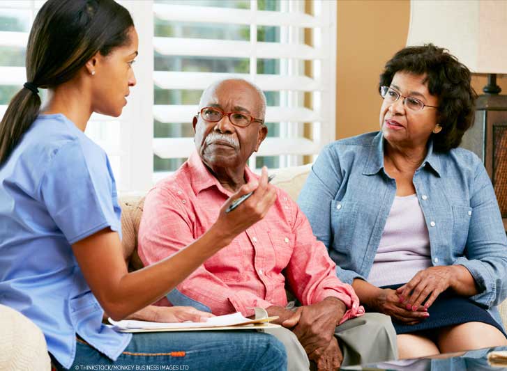 Health care worker with senior couple